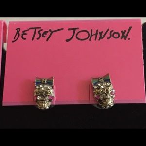 Betsey Johnson Bow Wearing Skull Stud Earrings